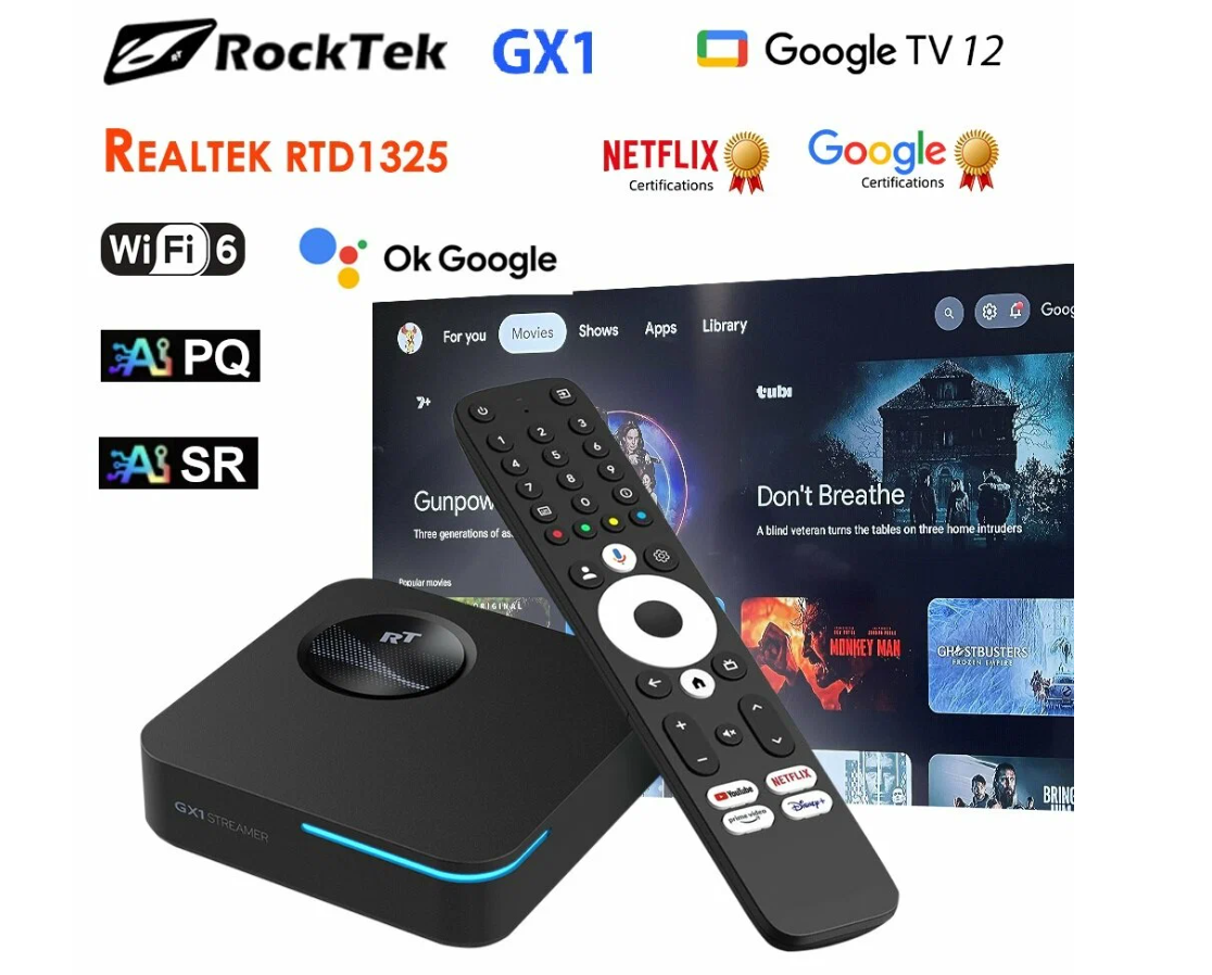 Медиаплеер RockTek GX1 UHD Google Android TV Box 4 ГБ 32 ГБ