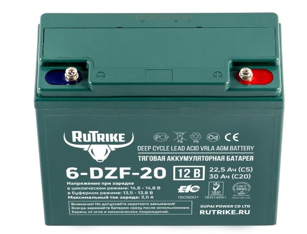 Тяговый аккумулятор RuTrike 6-DZF-20 (12V20A/H C2)