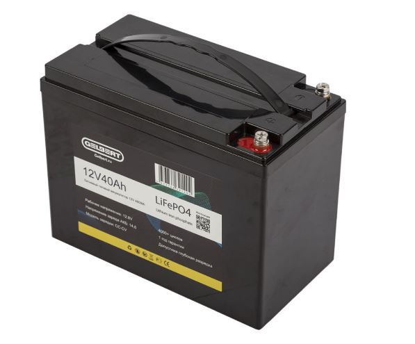 Литиевый тяговый аккумулятор Gelbert LiFePO4 (12V/40Ah/40A/480Wh) [6-EVF-45]