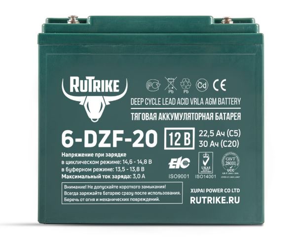Тяговый аккумулятор RuTrike 6-DZF-20 (12V20A/H C2)
